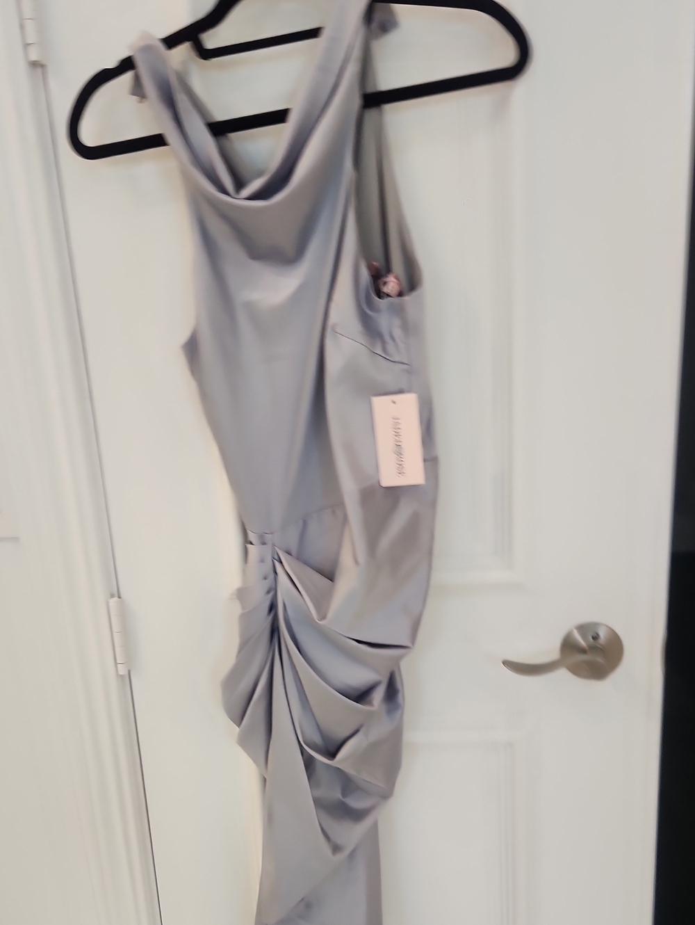 ASOS Silver-Gray Draped Satin Cowl Dress